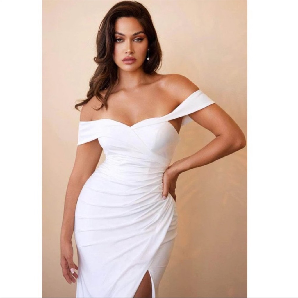 Off Shoulder Satin Gown